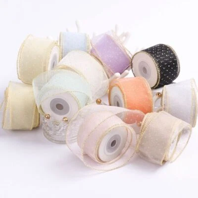 10 Yards Polka Dot Yarn Ribbon DIY Bow Hair Flower Wrapping Webbing Accessories - Image 1 of 4