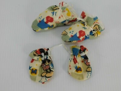 newborn gloves & boots set baby Girl & Boy handmade Mickey Mouse Multicolor  - Image 1 of 4