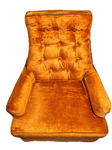Vintage MCM Orange Velvet Chair Retro Cover