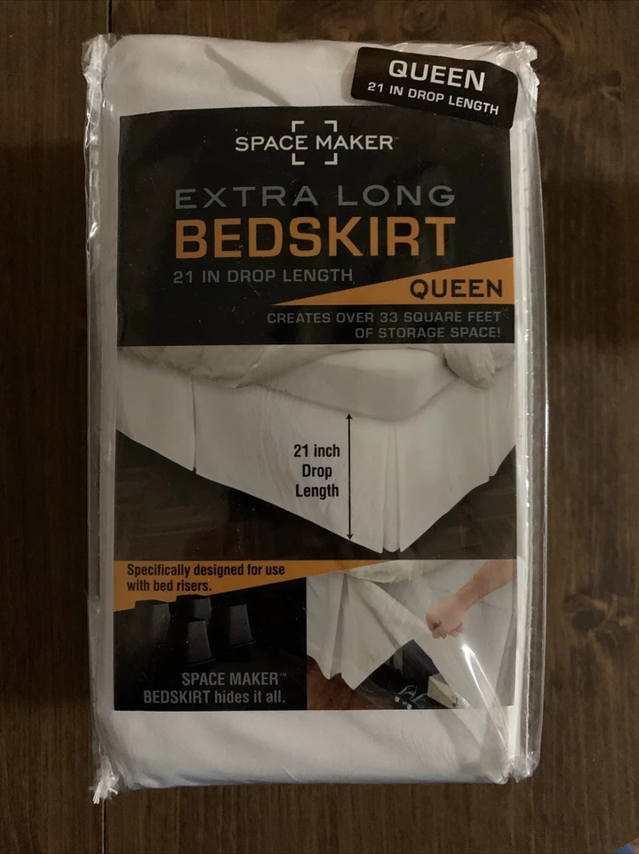 Spacemaker Space Maker FRE24821WHIT03 Polyester Bed Skirt - Extra Long Bedskirt