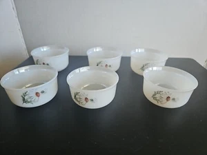 Arcopal daisy decor ramekin, vintage small bowls Made in France set 6 - Picture 1 of 5
