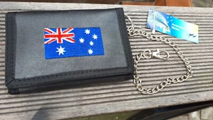 Geldbörse Australien Flagge Portemonnaie Wallet + Kette - Picture 1 of 4