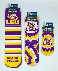 LSU TIGERS TEAM SOCKS NEW SUBLIMATED CREW TOBILLO NCAA UNISEX PICK A SIZE COLLEGE - Imagen 1 de 2