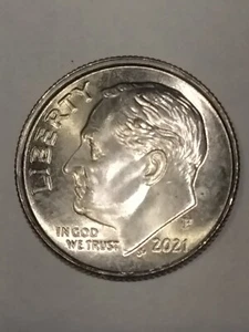 2021 P Roosevelt Dime with large die chip in Hair on the obverse - Bild 1 von 4
