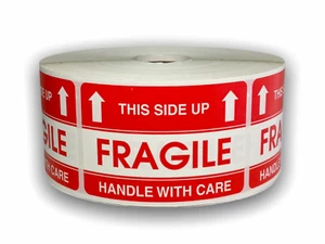 2x3-inch Fragile / This Side Up Labels Shipping Arrow Stickers 2 RLS of 300 EA - Picture 1 of 3