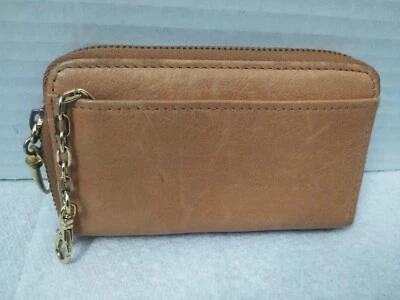 Estuche/cartera llavero tarjeta moneda cremallera cuero colmillo, tostado/marrón (4,5''x2,3/4") Foto 1 de 4