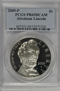 2009-P Abraham Lincoln Commemorative Silver Dollar PCGS PR69DCAM - Picture 1 of 3