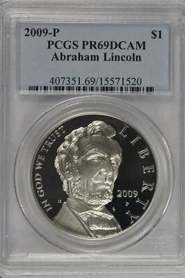 2009-P Abraham Lincoln Commemorative Silver Dollar PCGS PR69DCAM - Image 1 of 3