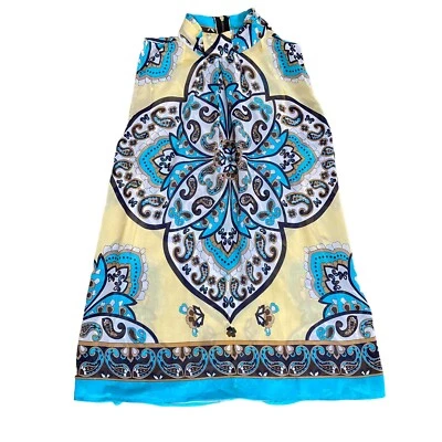 MNG By Mango Sheer Turtleneck Sleeveless Blouse Size MediumBoho Chic Exposed Zip — 第 1/4 张图片