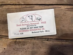 Advertising Clip Sign Vintage Farm Pig Hog Cow Horse Dead Redwood Falls MN Minn - Picture 1 of 9