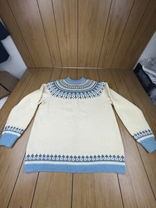 O. Allers A Bergen Norway Crewneck Sz XL Hand Knit Wool Beige Blue Vintage - Picture 1 of 23