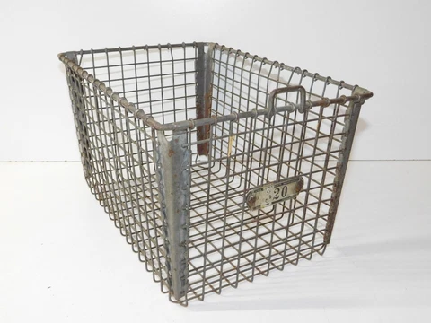 Vtg Lyon Metal Number 320 Industrial Modern Gym Locker Storage Wire Basket Bin Cover