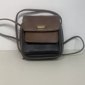 Liz Claiborne Leather Crossbody Handbag Women Mini Brown Black Pebbled Purse Bag - Picture 1 of 6