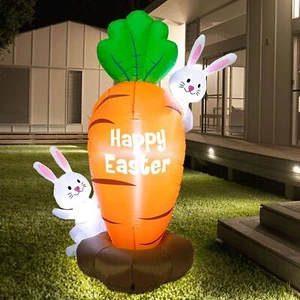 Inflatable Easter Yard Decoration, 5 FT LED Lighted Blow Up Easter Bunnies wi... - Picture 1 of 6