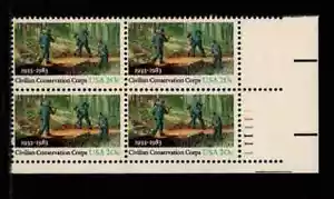US Plate Block Scott #2037 20c Civilian Conservation Corps - Picture 1 of 1