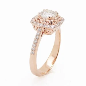 1.47 Ct Cushion Lab grown Diamond Engagement Ring 14K Solid Rose Gold size 7.5 - Picture 1 of 5