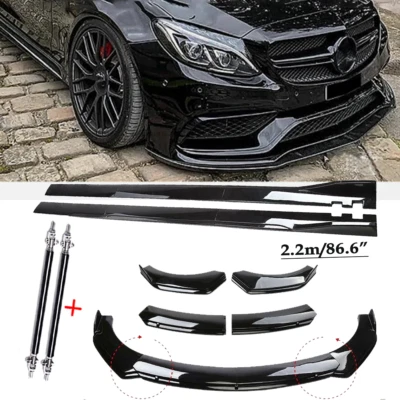 Front Bumper Lip Splitter Spoiler Glossy Black For Mercedes-Benz C180 C200 C230 Foto 1 de 4