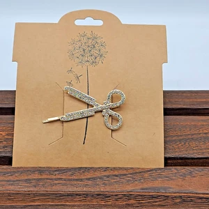 Rhinestone Encrusted Gold Scissors Hairpin - Picture 1 of 6