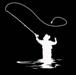 Fly Fishing Window Decal for Car & Truck - White 4.5" x 5" Fisherman #2201W - Picture 1 of 1