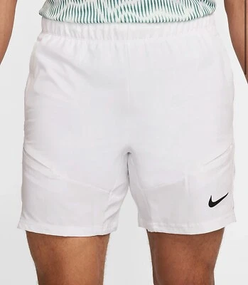 Nuevos Pantalones Cortos de Tenis NikeCourt Advantage Dri-FIT 7" Para Hombre Blancos Talla L-Alto Foto 1 de 4