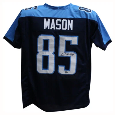 Derrick Mason Autographed/Signed Pro Style Blue XL Jersey Beckett 35520 - Image 1 of 4