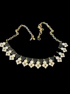 J Crew Necklace Deco Style Choker Rhinestone Black 75 x 17-20" - Picture 1 of 2