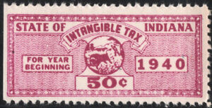 Srs In D61 50¢ Indiana Intangible Tax Revenue Stamp (1940) Mnh