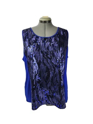 Bob Mackie Mujer XL Lentejuelas Azul Usable Arte Elegante Madura Profesional Oficina Foto 1 de 4