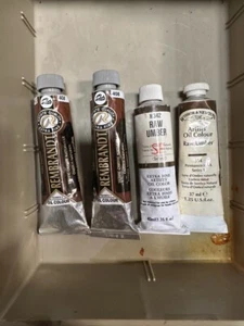 4 TUBES REMBRANDT  + OTHERS  408 RAW UMBER ARTIST QUALITY OIL PAINT 40 ML - Picture 1 of 2