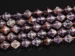 Cuentas sueltas facetadas bicónicas de cuarzo cacoxenita amatista púrpura natural de 8 mm AA - Imagen 1 de 3