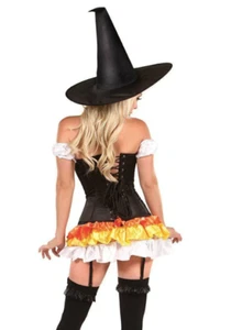 Daisy Corsets Large L Women's Sexy 4 PC Candy Corn Witch Corset Costume Lavish - Picture 1 of 3
