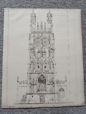 St Giles Parish Church, Wrexham Tower Detail - Antique/Vintage Print - 1872