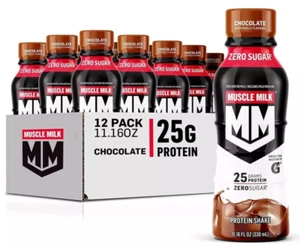 Muscle Milk Protein Shake, Chocolate, 25g Protein, 11.16 Fl Oz, Pack of 12 - Picture 1 of 4