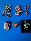 Vintage Christmas Costume Jewelry Lot ~ 6 Brooches ~ Gerry's, Beatrix