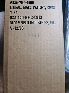 Vintage USA EDELSTAHL MÄNNLICHES URINAL VIETNAM ÄRA 1966 NEU IN BOX! - Bild 1 von 2
