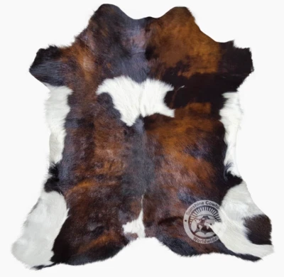LUXURY COWHIDES Real Calfskin Rug Tricolor Exotic - Small Cowhide Rug - Size 3 x 3'