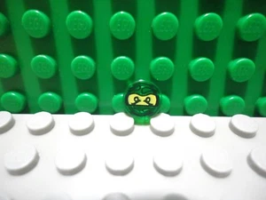 Lego 1 Trans Green 1x1 Round Tile Printed Ninjago Trapped Lloyd NEW - Picture 1 of 1