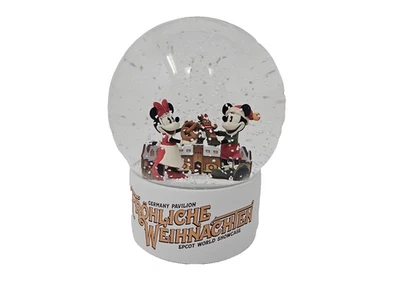 Disney Epcot Germany Mickey Minnie Frohliche Weihnachten Holiday Glass Snowglobe - Image 1 of 4