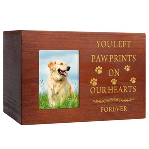 Pet Urns for Dog or Cat Ashes, Wooden Pet Memorial Urns with Photo Frame, Pet... - Picture 1 of 6