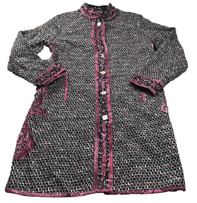 Koos of Course Womens Coat Sz L Black Tweed Button-Up Mock Neck Stretch NWT - Image 1 of 4