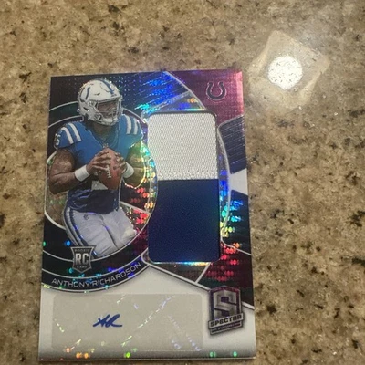 ANTHONY RICHARDSON 2023 PANINI SPECTRA PRIZM ROOKIE PATCH AUTO /75 COLTS RC QB - Image 1 of 4