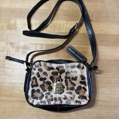 Bolso Bandolera Mujer Dana Buchman Negro Estampado Animal Cuero Genuino 7.5x5.5x3. Foto 1 de 4