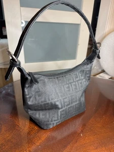 Black Mini Baguette Bag 6" by 10" With Top Handle & Zip Closure 66-3 - Picture 1 of 6