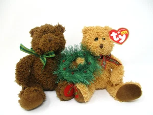 Peluche Ty Beanie Baby Merry Kiss-Mass coppia orsacchiotti 2005 Natale nuovo con etichette - Foto 1 di 9