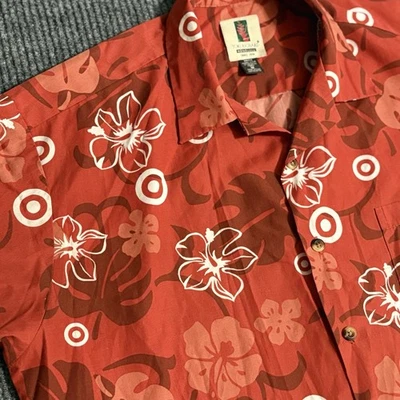Гавайская футболка Tori Richard Hawaii Red Target Bullseye Aloha средний размер - Изображение 1 из 4