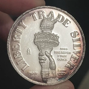 1986 Mexico Mint MTB Statue Liberty Trade RARE 1 OZ .9999 Proof Silver Round USA - Bild 1 von 4