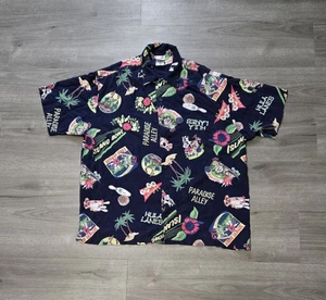 Camisa hawaiana vintage Y2K Warner Bros Paradise Alley Bowling Camp para hombre grande - Imagen 1 de 7
