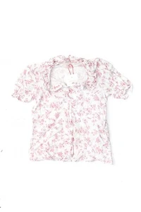 La Coqueta Girls Ruffle Round Neck Short Sleeve Floral Blouse Size 10 - Picture 1 of 3