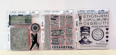 Tim Holtz Stampers Анонимный Лот из 3 Комплектов Вещи для Авиаперелетов To Say The Professor - Изображение 1 из 4