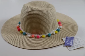 CLAIRE'S POM POM RANCHER STRAW SUMMER SUN HAT - KIDS GIRLS ONE SIZE - Picture 1 of 12